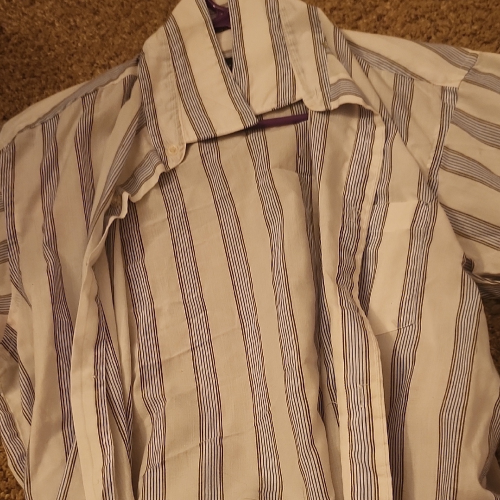 Casual White and Blue Button Down Shirt